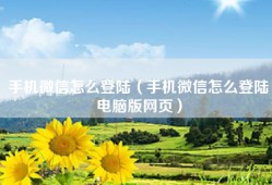 手机微信怎么登陆（手机微信怎么登陆电脑版网页）