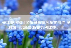 光洋股份拟10亿布局高端汽车零部件 净利增1.6倍新能源业务占比或近半