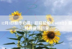 12月3日股市必读：招商轮船（601872）董秘有最新回复