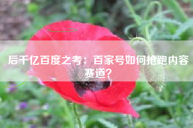 后千亿百度之考：百家号如何抢跑内容赛道？
