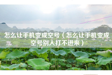 怎么让手机变成空号（怎么让手机变成空号别人打不进来）