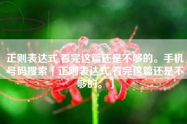 正则表达式,看完这篇还是不够的。手机号码搜索「正则表达式,看完这篇还是不够的。」
